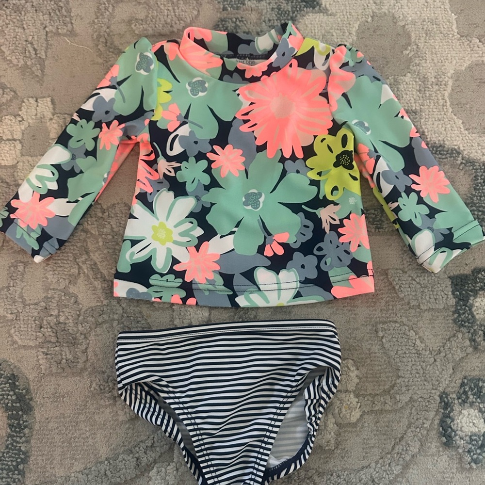 Carter's Pink and Green Rashguard Swim Set